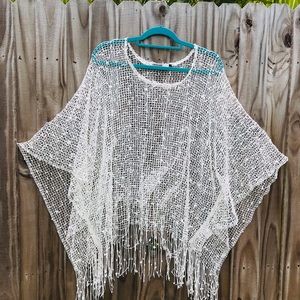 Origami by Vivian fringed poncho fits size 4-18